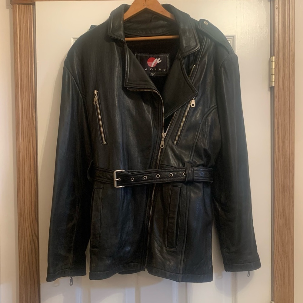Vintage Radius black genuine leather zip up jacket